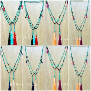 turquoise stone larva tassel necklace new design wholesale free shipping